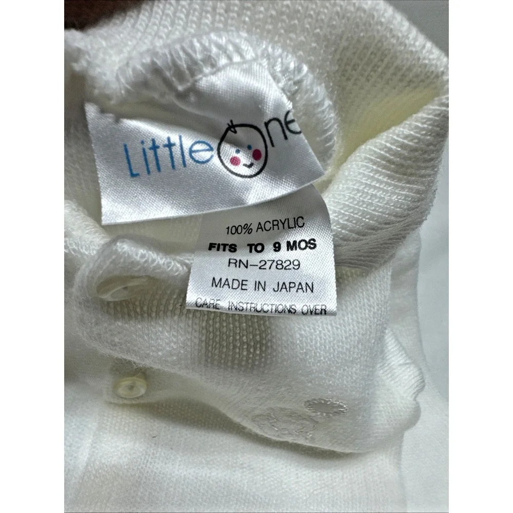 Little Ones 3-Piece Knit Sweater Set for Newborn Baby Solid White Baptism Vtg